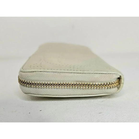 Coach Ashley Cream Perforated Zip Around Wallet Accordian Signature C Pattern - Picture 5 of 10
